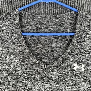 Under Armour Shirt Womens XL Black Short Sleeve V Neck Loose Fit‎ Heat Gear
